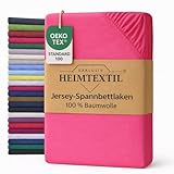 EXKLUSIV HEIMTEXTIL Marke Jersey Spannbettlaken 200 x 200 cm Pink 100% Baumwolle Öko - Tex Zertifiziert Bed-Sheet Bettlaken Spannbetttuch Topper Leinentuch