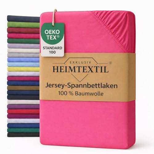 EXKLUSIV HEIMTEXTIL Sábana bajera ajustable de punto premium de 70 x 140 cm, color rosa, 100 % algodón, certificado Öko-Tex