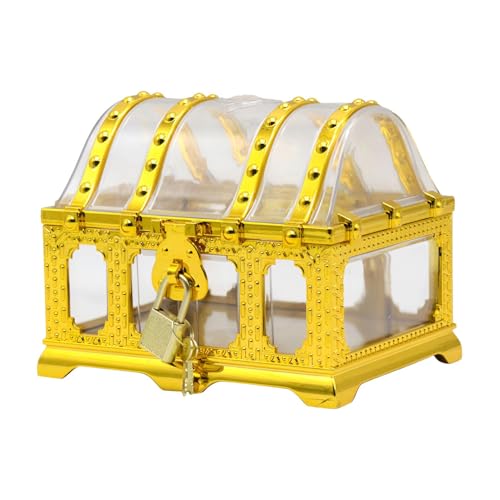 Caja de almacenamiento del tesoro, caja de juguetes del pecho pirata, Juguete de caja decorativa de almacenamiento antiguo, Caja de almacenamiento de tesoros pirata para, divertido y transparente
