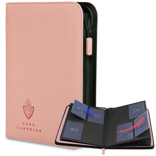 Image of Card Guardian - 4 Pocket Premium Binder for 160 Cards (Pink) | Zipper Closure and Side Loaded Pockets | Compatible with Trading & Sports Cards including Magic the Gathering, Yugioh, Baseball Cards