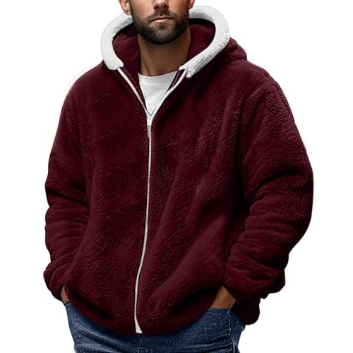 RTTUIOP Men'S Clothing Hoodies Jackets Oversize Winter Casual Long Sleeve Warm Hooded Comfort Solid Color Zipfront Jackets