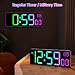 Soobest Large LED Digital Wall Clock 8 RGB Color Changing Display, Corded Plug in Electric Digital Clock with Seconds for Living Room Bedroom Desk Table Office, 5 Dimmers, Auto DST, 10 Inches