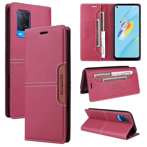 �Ή��@�� for Oppo A54 5G / A74 5G / A93 PCGM00 (Not 4G),�Ή��@�� for OnePlus Nord N200 �t���b�v�L�b�N�X�^���h�iPU���U�[�j�}�O�l�b�g�J���J�[�h�X���b�g�t�����z�^�ی�P�[�X Red