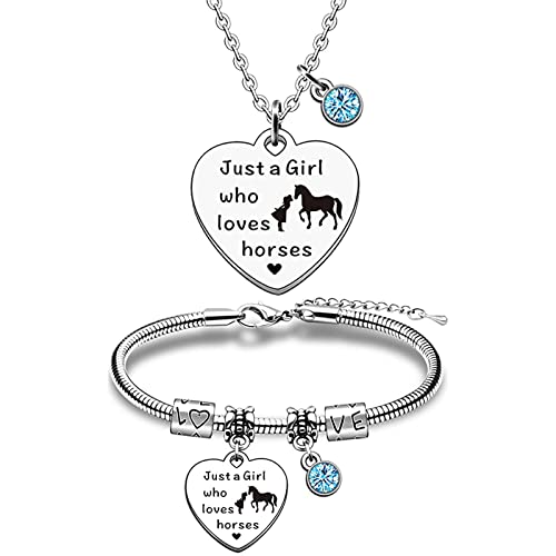 GoPaw Collier de cheval Set de bracelet de cheval Cadeaux de cheval pour les filles Set de bijoux de filles Collier en argent Bijoux pour les femmes Ami(e) Cover