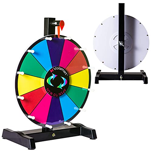 Voilamart 12" Tabletop Spinning Prize Wheel 12 Slots With Durable Plastic Base, Dry Erase, 2 Pointer, For Fortune Spin Game In Party Pub Trade Show Carnival #TOP1
