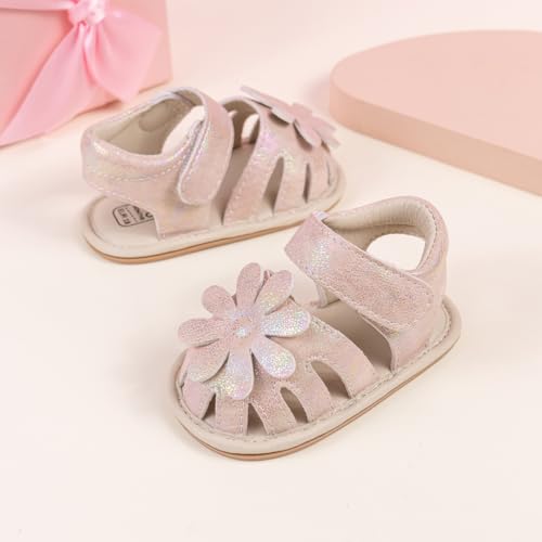 Image of HsdsBebe Baby Girls Sandals Bohemia Flower Bow Soft Sole Toddler First Walkers Beach Summer Shoes