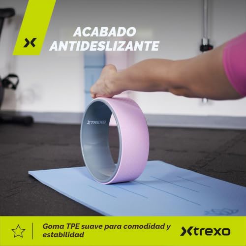 Rueda de yoga antideslizante TREXO lila con soporte de polipropileno resistente 4