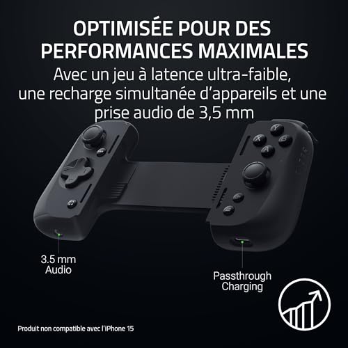 Razer Kishi V2 Pro - Manette de jeu pour Android (Haptique HyperSense, Pont Extensible, Chargement pendant le Jeu, Port Audio 3.5mm, USB-C, Mode Manette Virtuelle) Noir