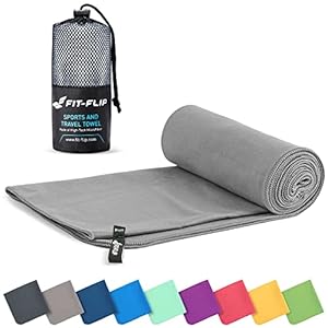 Microvezel handdoeken - compact, ultralicht & sneldrogend - Microvezel handdoek - de perfecte sporthanddoek, strandlaken en reishanddoek (60x120cm - 1 stuk, Grijs)