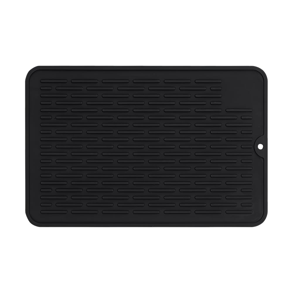 DONGKER Dish Drying Mats,Silicone Draining Mat, Non-Slip,Foldable, Easy to Clean Heat Resistant Mat for Kitchen Counter