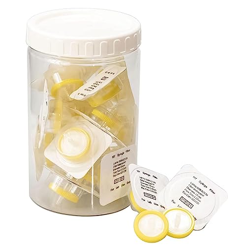 20 Stücke Spritzenfilter Sterile Nylonmembran 25mm Durchmesser 0.22 μm Porengröße, HPLC und GC Nadelfilter, Hochdurchsatz-Laborfiltration für Biomed Scientific