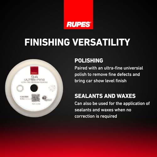 Image of RUPES 9.DA100S Pack of 12 White D-A Ultra-Fine Polishing Foam Pads 100mm | Compatible with 4 inch Backing Plate | Ideal for Paint Correction & Gloss Enhancement | Extremely Fine Defect Removal