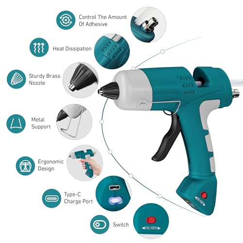 HHieratic 20W Cordless Hot Glue Gun with Type-C Charger,Fast Heating Mini Glue Gun and Sticks Set with 30 PCS Glue Sticks for DIY&Arts&Crafts,Home Repair - Image 4
