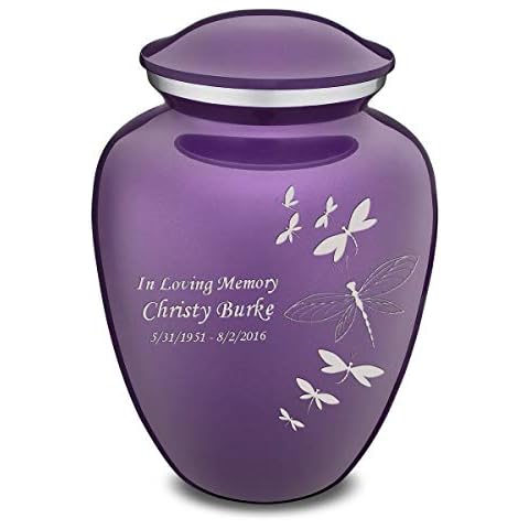 Geturns Embrace Adult Personalized Dragonfly Cremation Urns for Human Ashes I Large Purple Funeral Urn for Women and Men I 200 lbs Cover