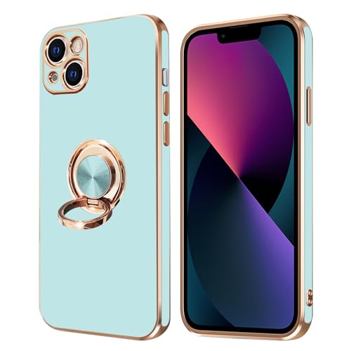 NPOFR SXMO For iPhone 13 mini �p�� �P�[�X �����O�t�� �A�C�t�H��13mini �p�� �����O �J�o�[ �ČRMIL�K�i �X�}�z�P�[�X TPU �ϏՌ� �X�^���h�@�\ �ԍڃX�^���h�Ή� �X�g���b�v�z�[���t�� �C�菝�h�~ ���b�L���H 
