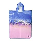 Amazon Brand - Eono Mikrofaser Wickelmantel Handtuch mit Kapuze für Schwimmen, Strand, Bad, schnell trocknend mit Kapuze Surf Poncho Handtuch für Zuhause & Outdoor (Rosa+Blau)