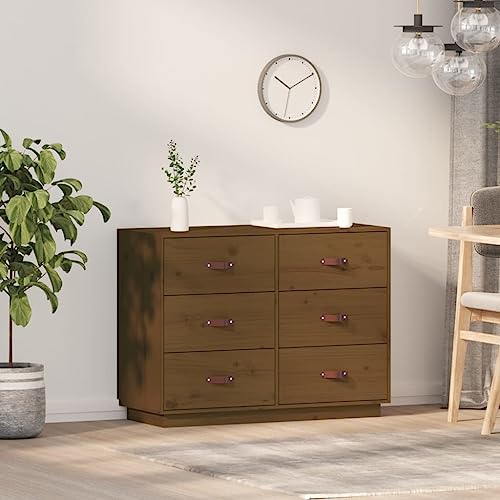 Cassettiera in legno di pino con venature dritte e i rami conferiscono al materiale il suo caratteristico aspetto rustico, cucina buffet