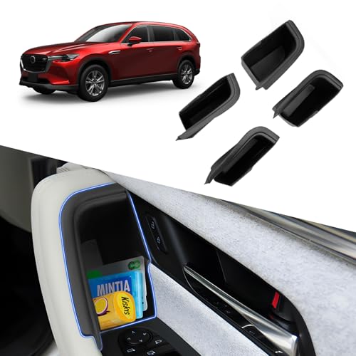 Auto Spec マツダ CX-60 CX-70 CX-80 CX-90専用 ドアハンドルボックス ドアボックス ドアハンドルポケット トレイ ゴミ箱 カスタムパーツ マツダ アクセサリー 小物入れ ドア収納ボックス 滑り止め 内装パーツ 車内空間活用 (4セット) (マツダ CX-60 CX-80 専用)