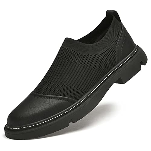 CERYTHRINA Men's Invisible Height Increasing Elevator Shoes 2 Inches Taller Mesh Leather Slip-on Casual Loafers