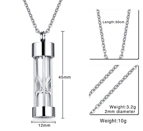 VNOX Memorial Jewellery Stainless Steel Glass Hourglass Shapes Urn Cremation Pendant Necklace,Gold Plated2