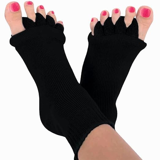 SHALAK GALLERY Toe Separator Socks, Black, Soft Stretch Breathable Fabric, Free Size, Bunion Pain Relief, Plantar Fasciitis Support-image-45
