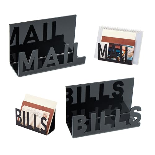 Briefständer, Schreibtischorganizer Acryl, Briefhalter Schwarz, Briefkorb für Desktop, Organizer Schreibtisch für Letter, Mail, Zeitungs, Prospekt und Dokumente, Brief Organizer, 2 Stück