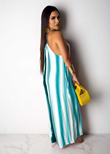 Bestgirl Women's Casual Loose Plus Size Jumpsuits Stripe Print Spaghetti Strap Wide Leg Pants With Pockets Large Multicolored-7 #TOP5