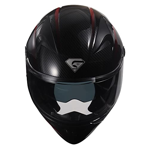Kypara Full Face Motorcycle Helmet With Internal Tinted Visor & Dot Approved For Moped Atv Cruiser Scooter (Bright Red, Large) #TOP3