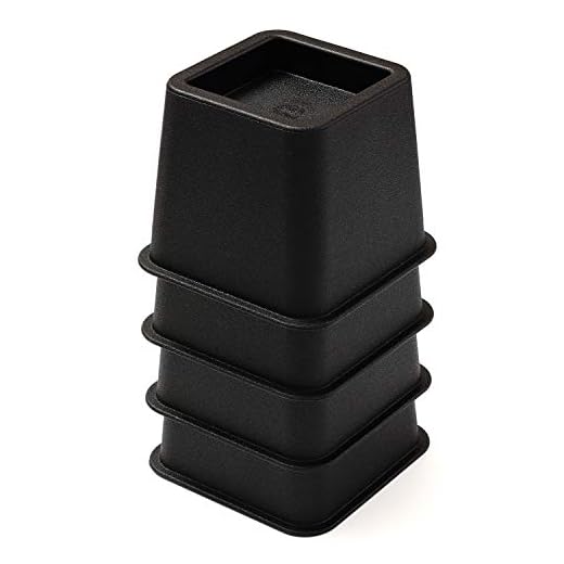 HOME COMPOSER 3 inch Bed Risers Set of 4, Heavy Duty Stackable Furniture Risers Lifters for Beds, Sofa, Tables and Chairs, Black Bed Elevator with 2.8" Square Recess