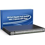 Switch Ethernet PoE de 48 Puertos Gigabit no Gestionado con 2 Puertos SFP de 1000Mbps de Enlace Ascendente, VIMIN Switch Ethernet PoE de 50 Puertos Compatible con IEEE802.3af/at, Potencia de 400W