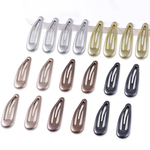 Cptots 20 PCS Metal Snap Hair Clips Water Drop No Slip Barrettes for Women Bright Small Hair Clips For Thick And Thin Fine Hair,Metallic,1.97 x 0.5 In.