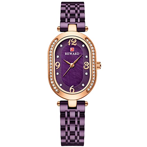 RORIOS Décontracté Femme Montres Analogique Quartz Montres avec Acier Inoxydable Bracelet Mode Cadran Ovale en Diamant Montre pour Fille Élégant Ladies Montre-Bracelet Cover