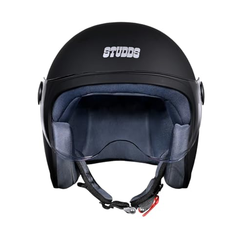 Image of Studds Jet Open Face ISI Certified Helmet with Chopper Visor MATT Black - XL