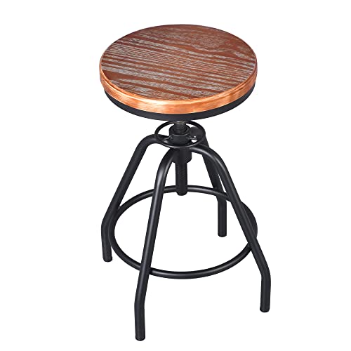 Bokkolik Retro Bar Stools Set Of 2 Industrial Style Swivel Seat Counter Height Adjustable 19.7-23.6Inch Vintage Kitchen Island Dining Stool Office Guest Chair  thumb #4