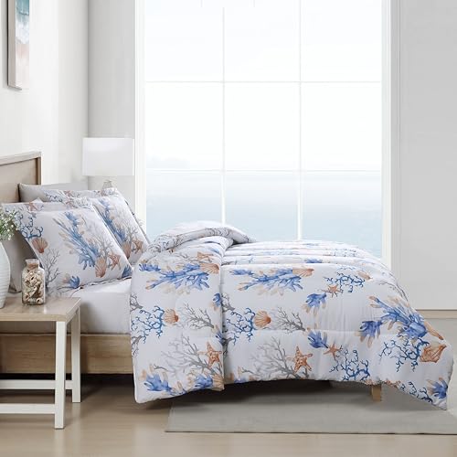 Caribbean Joe 3-Piece Full/Queen Comforter Set, Coastal Damask by CARIBBEAN JOE - Used condition - Image 3