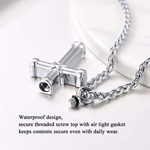 PROSTEEL Mens Urn Necklace for Ashes, Gold Plated/Black Stainless Steel Cross Memorial Cremation Pendant, Keepsakes Jewelry, 22"-24", Come with Box3