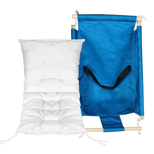 Image of Baby Swing for Infants and Toddler, Newborn Baby Sleeping Chair Hammock Indoor and Outdoor, Wooden Hanging Seat Chair for Baby up to 2 Years (Blue)