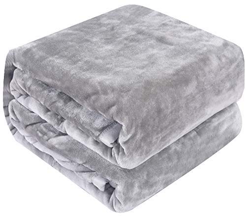 Luxury Collection Microplush Flannel Fleece Blanket | Ultra Soft 380 GSM Lightweight All-Season Anti-Static Throw/Blanket for Sofa Couch Bed (Throw (50'' x 60''), Gray)