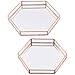Koyal Wholesale Rose Gold Glass Mirror Hexagonal Trays Vanity Set of 2, Decorative Mirrored Hexagon Trays