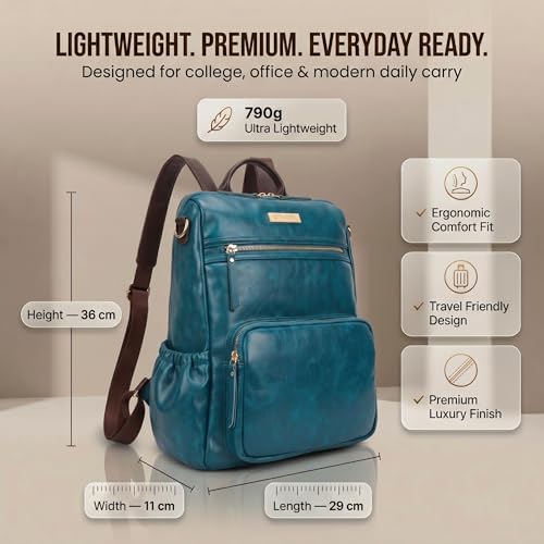 Image of VISMIINTREND Backpack for Woman /Teens Girl, Leather, Stylish, Handbag, Purse,Ladies,Office,Travel,College,Daily-Use,14-inch Laptop Bag, Elegant, Gifts for Women /Girls, Birthday Gift for Wife /Sister