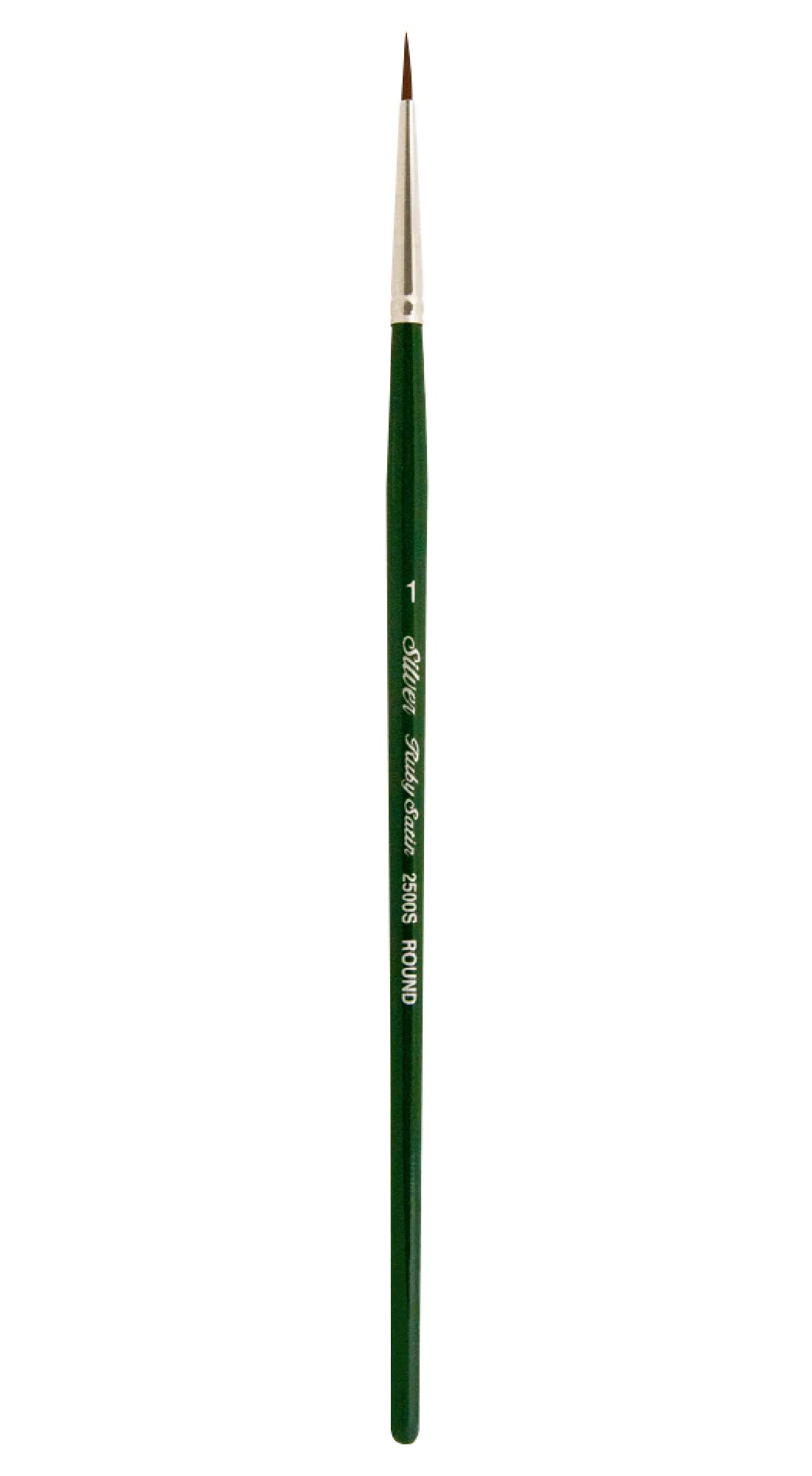 Silver Brush Limited Hunter Green Silver Brush Series 2500S Ruby Satin Round Brush With Short Handle, Stiff Synthetic Filaments, Size 1