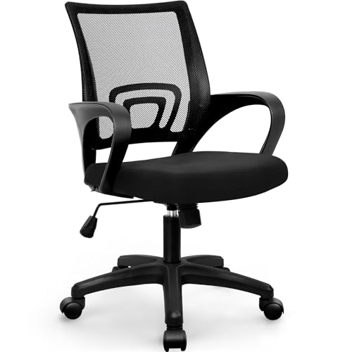 ETONEX Office Chair with Ergonomic Mid Back Cushion Lumbar Support Adjustable Swivel Rolling Computer Gaming Desk Chair Comfy Mesh Seat Wheels Home Executive Use (1, All Black)