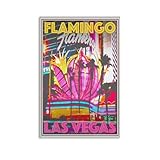 Retro Vintage Style Travel Poster Flamingo Las Vegas Wall Art World Travel Holiday Vacation Art Deco Canvas Poster Wall Art Decor Print Picture Paintings for Living Room Bedroom Decoration 12x18inch(3