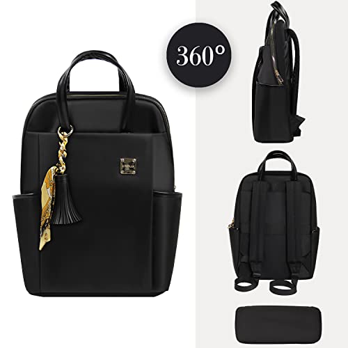 Laptop Backpack Purse 14 To 15.6 Inch 16 For Women Mini Small Computer Case Business Work Commuter Teacher Girl Cute College Fashion Carry On Airplane Travel Essentials Accessories Black Laptop Bag #TOP5
