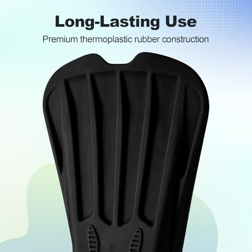 Odoland Snorkel Fins, Diving Fins for Adult, Full Foot Pocket Travel Size Swim Training Fins, Silicone Snorkeling Fins, Comfortable Flippers for Men and Women, Black,L