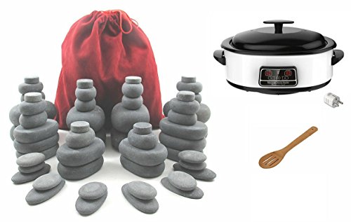 MassageMaster KIT PIERRES CHAUDES DE MASSAGE: 54 Pierres en Basalte, Appareil Chauffe Pierres de 6 Litres Cover