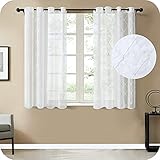 ✈Marokkanisches Gittermuster: Qualitativ hochwertige Verarbeitung und schöne weiße marokkanische Stickereien verleihen Ihrem Fenster einen weichen und natürlichen Aussehen: Diese halbtransparenten Vorhänge Schlaufenschal können allein oder mit Topfinel VerdunkelungsVorhänge Schlaufenschaln kombiniert aufgehängt werden