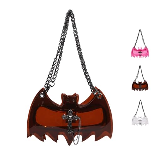 Halloween Purses for Women Cute Novelty Bat Shaped Clear Crossbody Shoulder Bag with Cross Detail Stylish Bags