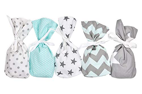 KraftKids Calendrier de l'Avent en 100 % coton, calendrier de Noël à remplir en gris menthe, avec ruban pratique de fermeture, 12 x 21 cm, démonté, fabriqué à la main dans l'UE Cover