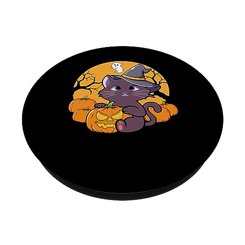 Halloween Spooky Halloween Creepy Ghostly Design PopSockets Swappable PopGrip, Black - Image 2